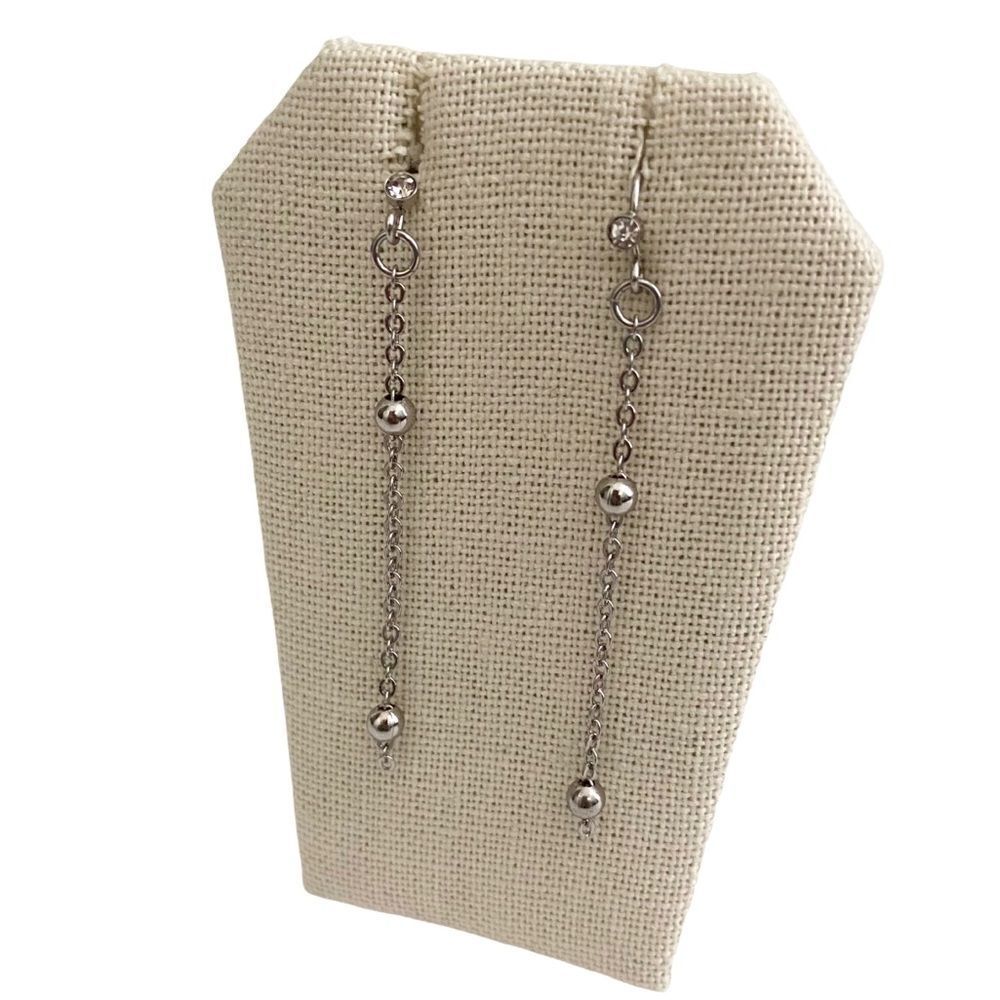Boho Long Hook Earrings in Silver Tone